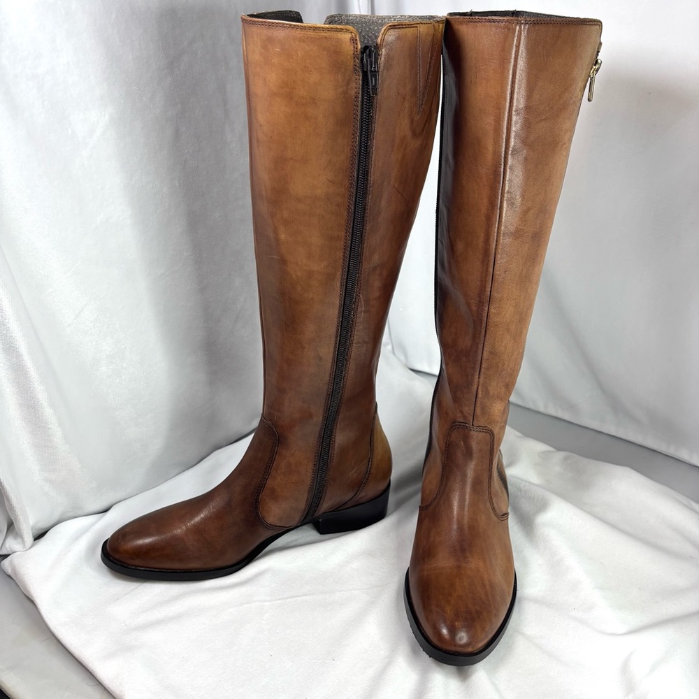 Garnet Hill Italian Leather Tall Rustic Congac Riding Boots - Women’s Size 7 EUC - Picture 6 of 12
